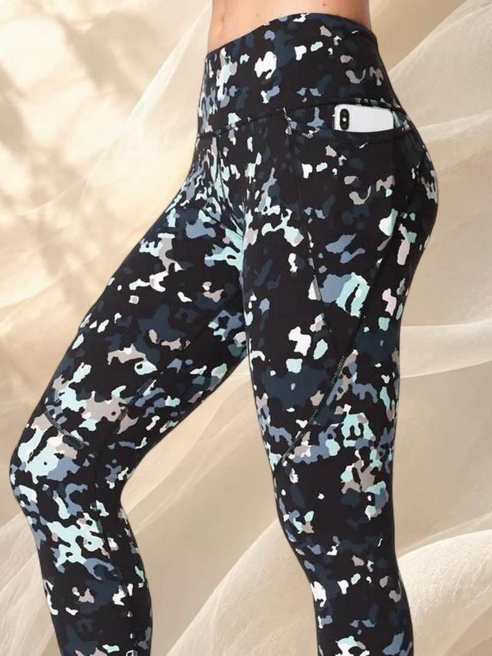 Sweaty Betty Power 7/8 Leggings Blue Lagoon Camo S